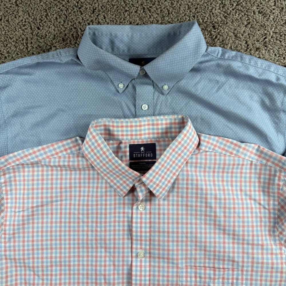 Stafford bundle Mens Dress Shirts 18 36-37 preppy button down work wedding blue